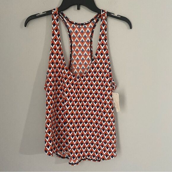 Splendid Women’s Scoop Neck Geometric Print Jersey Knit Racer Back Tank Top M - Picture 1 of 3